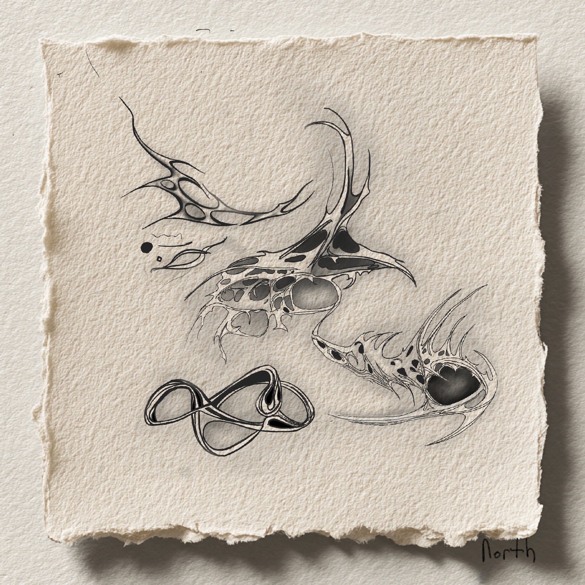 Abstract flowing design with antlers
