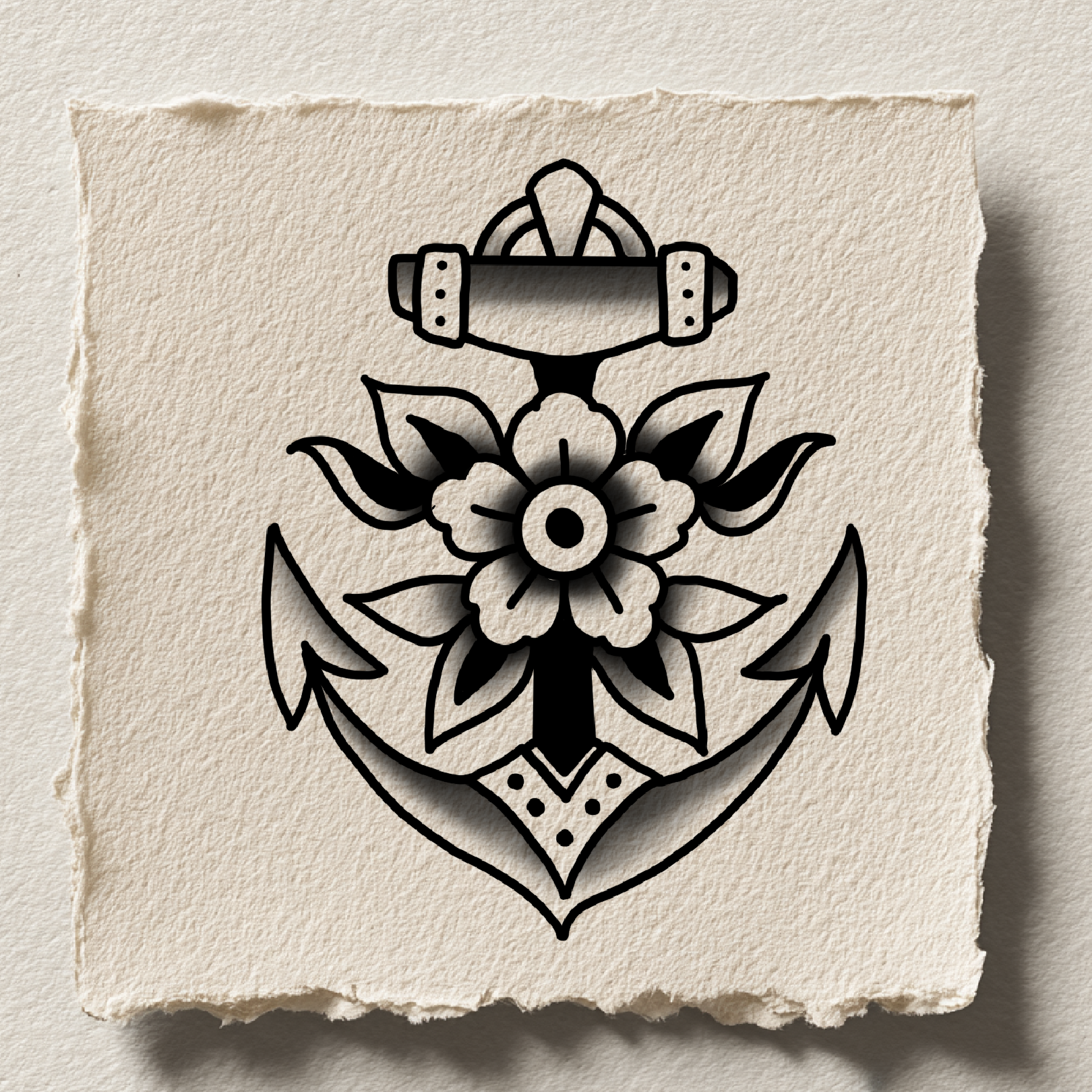 Traditional anchor with flower design