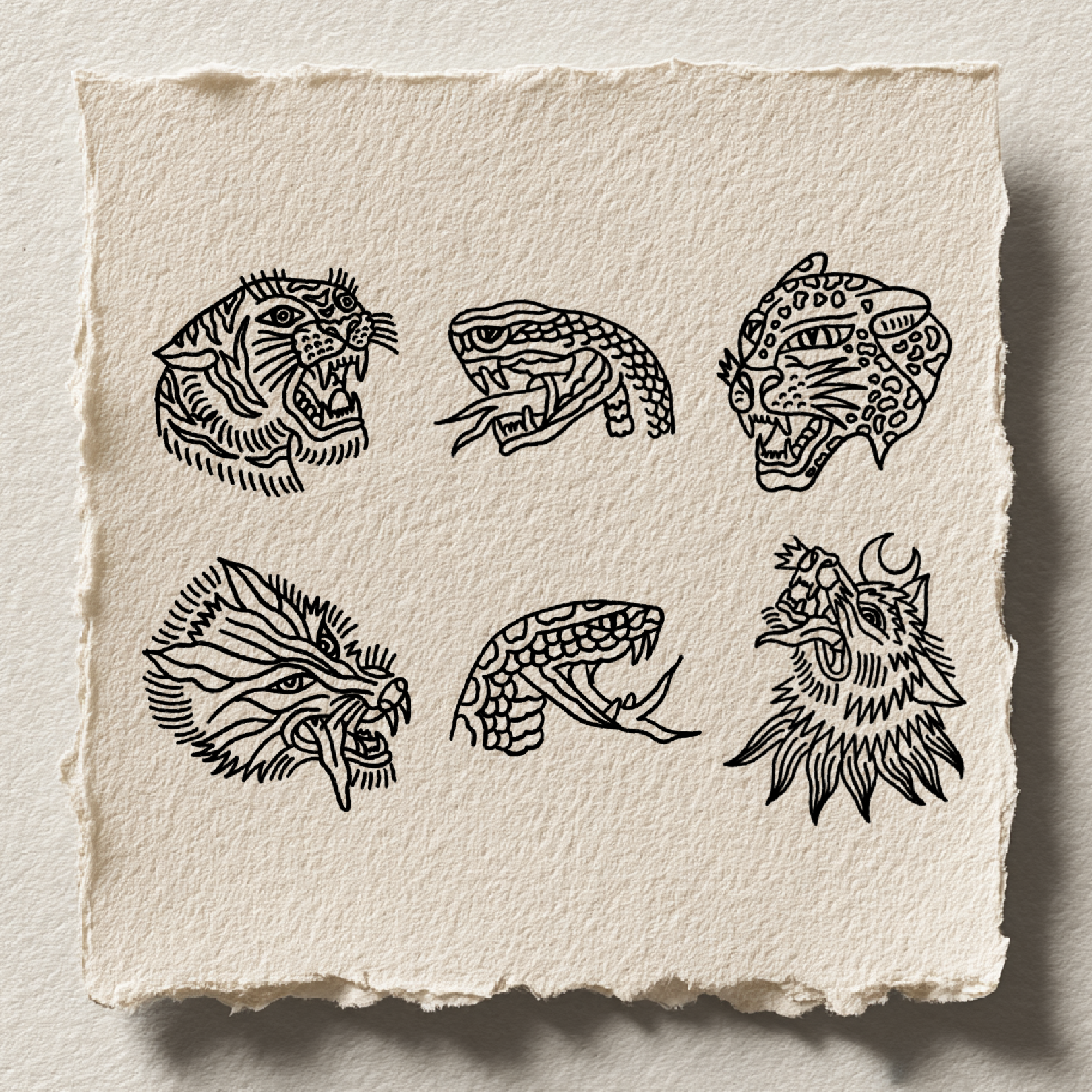 Collection of animal head designs