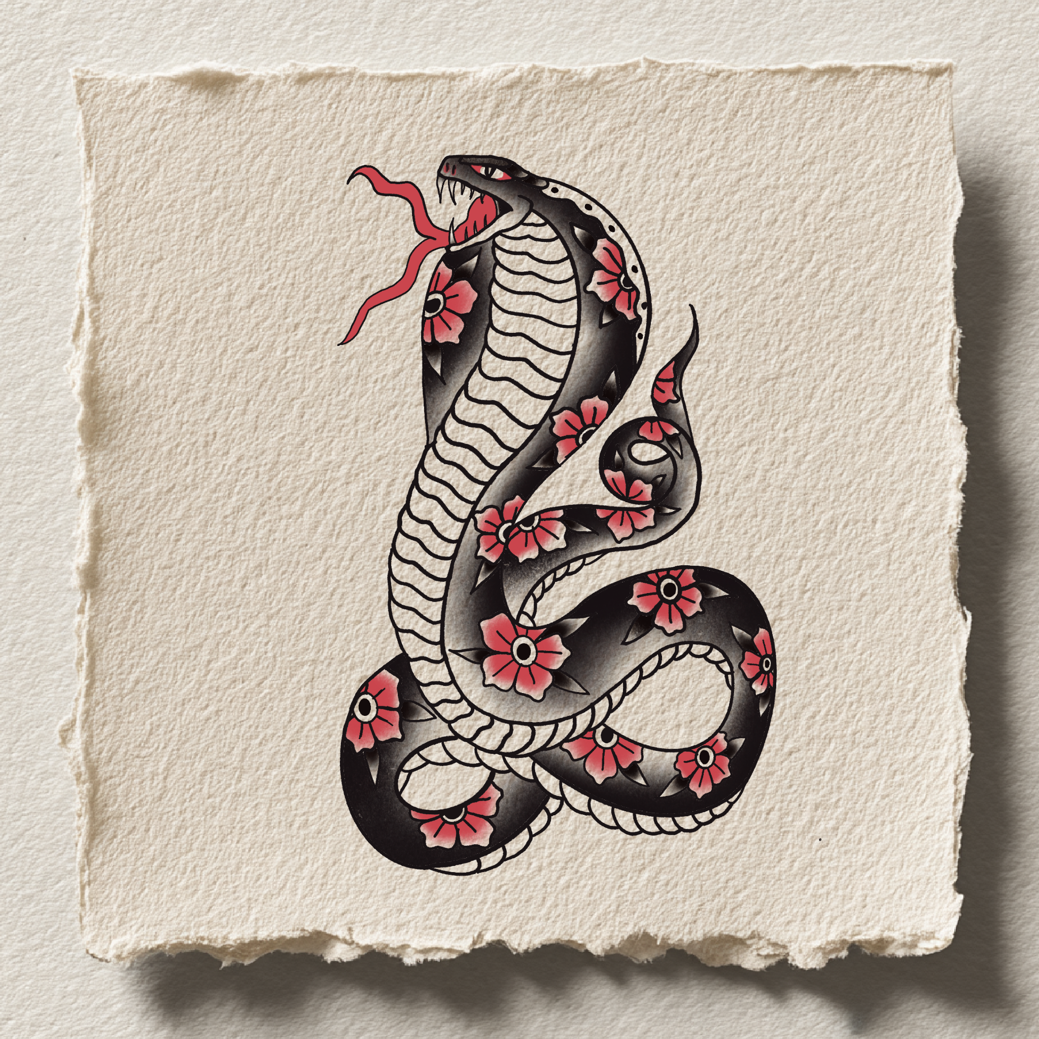 Cobra with cherry blossoms