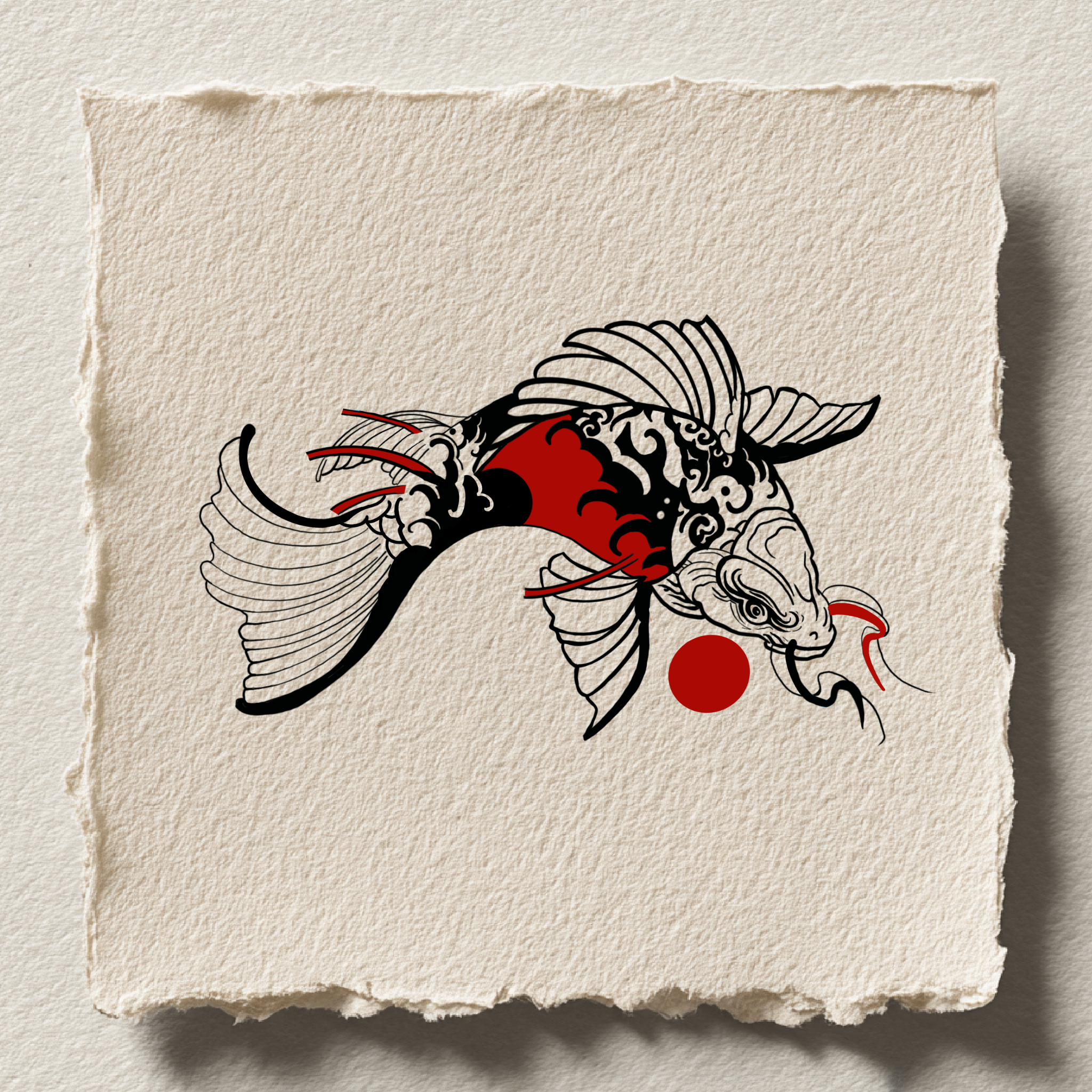 Japanese koi fish with red accents