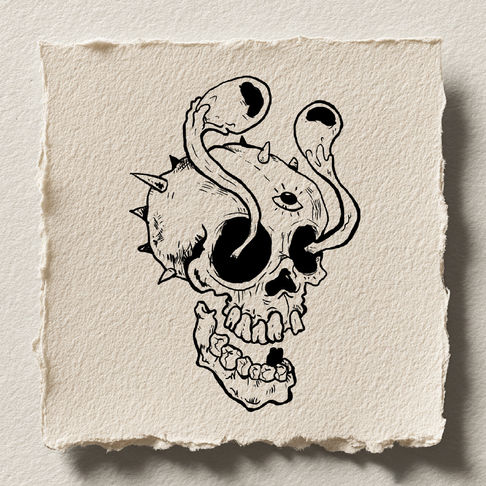 Skull with tentacles design