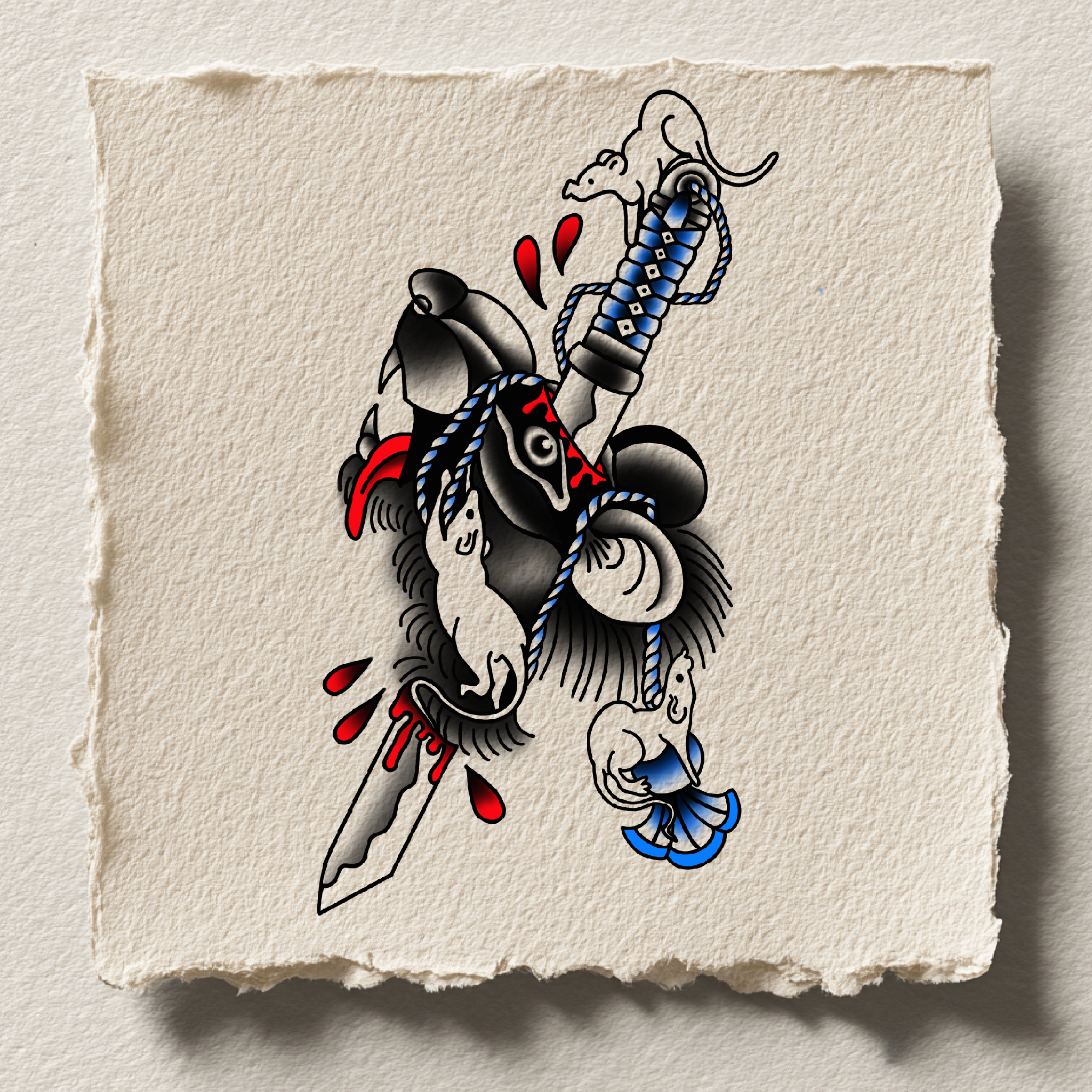 Ornate dagger with snake and colorful accents