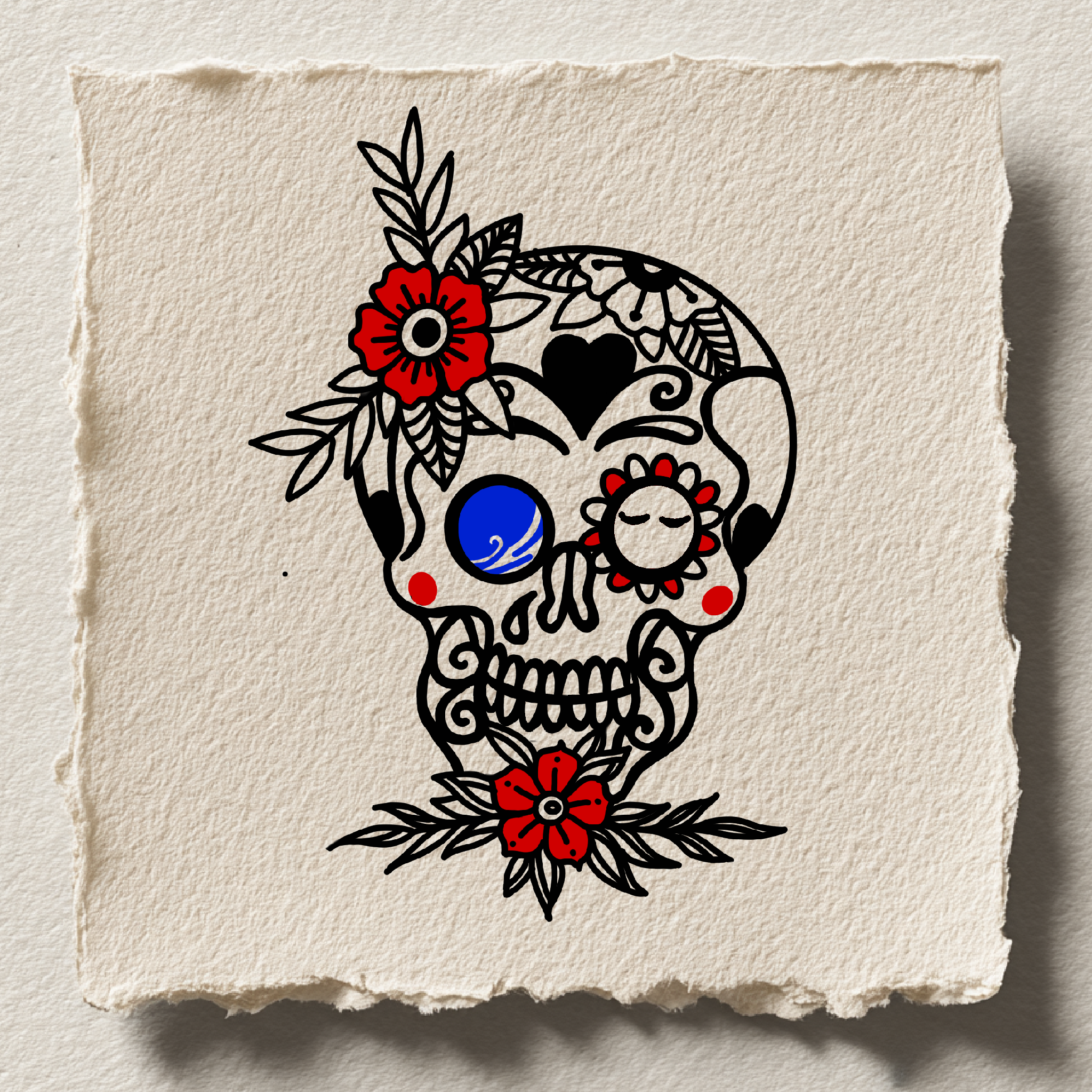 Colorful Day of the Dead sugar skull
