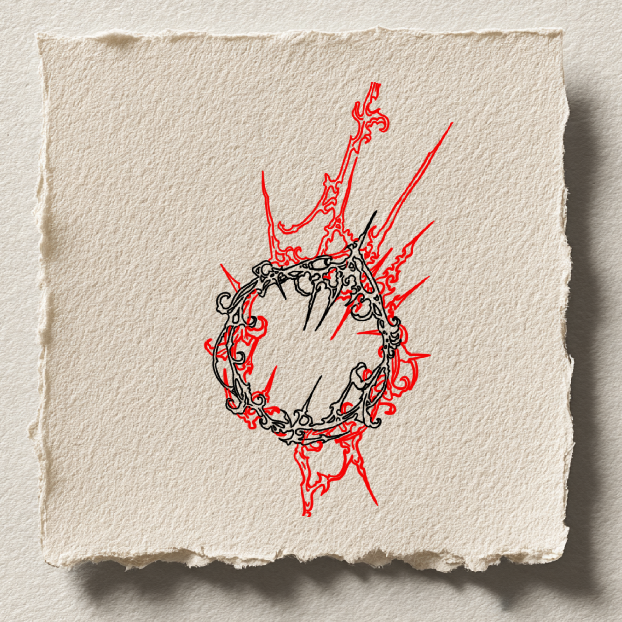 Thorny crown with red accents