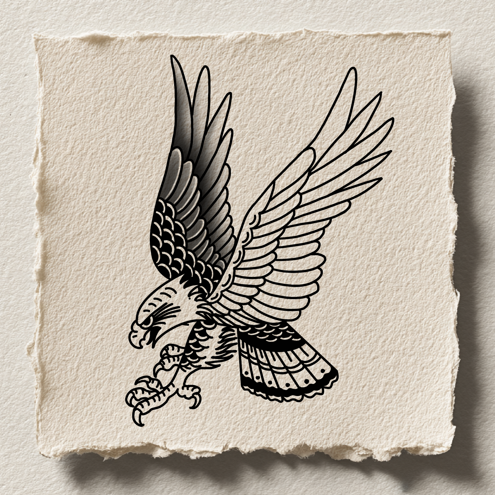 Traditional eagle with spread wings
